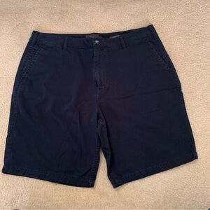 Black Brown 1826 Navy Flat Front Chino Short- 38